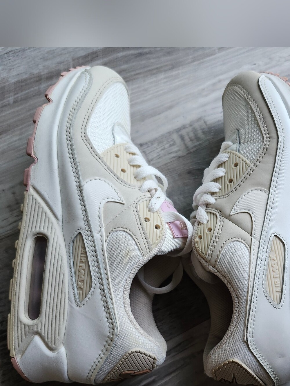 Nike Air Max 90 Womens 7 White Pink Sneakers Running Shoes CT1873-100 - Picture 7 of 11